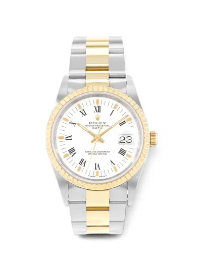 Pre-owned Rolex 1994 Oyster Perpetual Date 34mm Watch In White