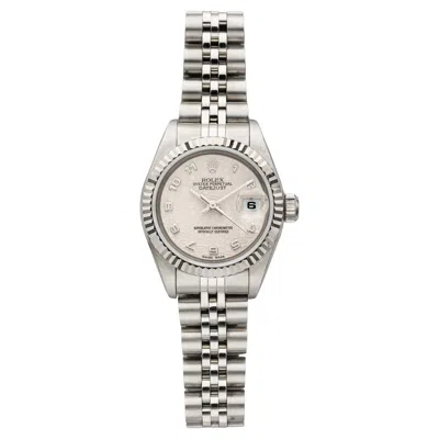 Pre-owned Rolex 1996  Lady Datejust 69174 18k Wg Bezel Motif Arabic Dial 26mm In Multi