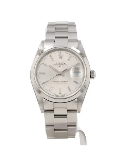 Pre-owned Rolex 1997 Oyster Perpetual Date 34mm Watch In White