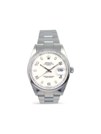 Pre-owned Rolex 1999  Datejust 34mm In 白色