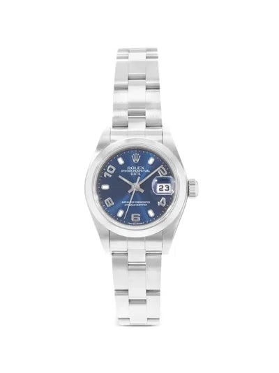 Pre-owned Rolex 2000 Oyster Perpetual Date 26mm Watch In Blue
