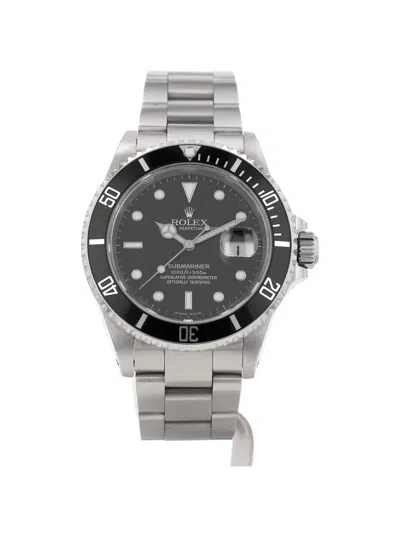 Pre-owned Rolex 2000s 40mm Submariner Date Screw-down Crown Watch In Silver