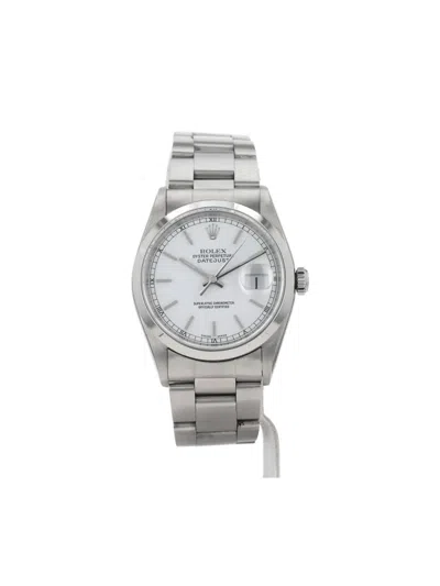 Pre-owned Rolex 2000_x007f_stainless Steel Datejust 36mm In White