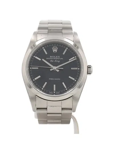 Pre-owned Rolex 2001 Air-king 34mm Watch In Black