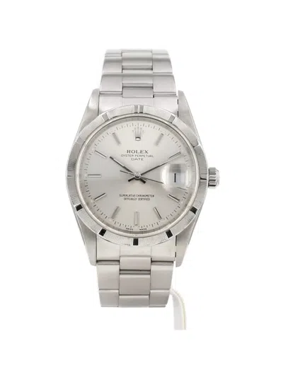 Pre-owned Rolex 2001 Oyster Perpetual 34mm Watch In Silver