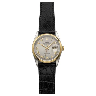 Pre-owned Rolex 2001  Datejust 16203 Two-tone Silver Roman Dial Automatic 36mm In Multi