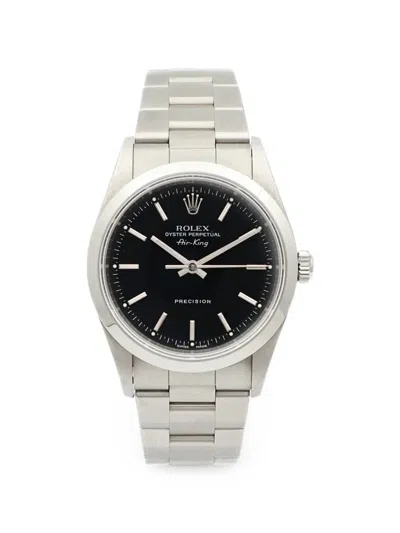 Pre-owned Rolex 2002 Air King 34mm Watch In Black