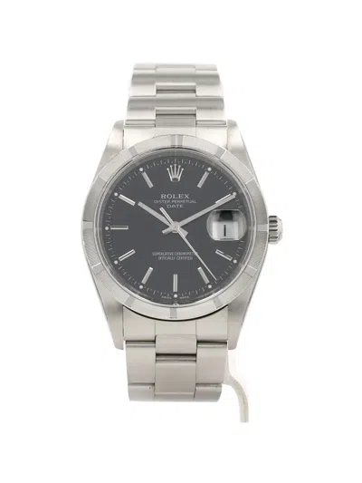 Pre-owned Rolex 2002 Oyster Perpetual Date 34mm Watch In Black