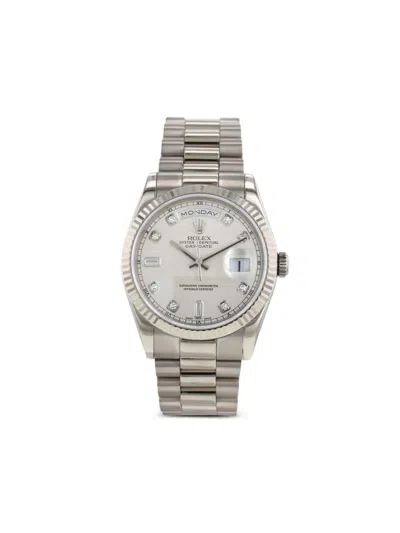 Pre-owned Rolex 2002  Day-date 36mm In Silver