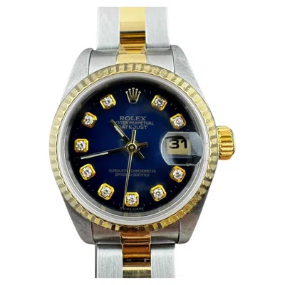 Pre-owned Rolex 2002  Ladies Datejust Two Tone Blue Diamond Dial Watch 79173 #23237