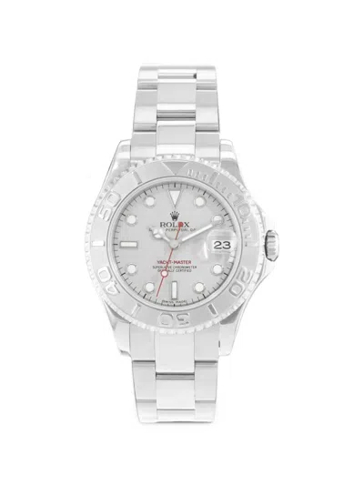 Pre-owned Rolex 2002 Yacht-master 35mm Watch In Silver