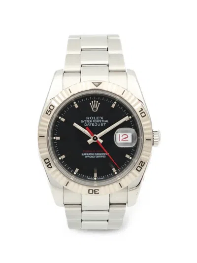 Pre-owned Rolex 2004 Turn-o-graph Datejust 36mm Watch In Black