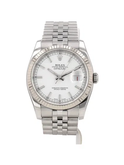 Pre-owned Rolex 2007 Datejust 36mm Watch In White