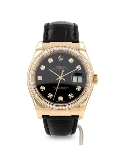 Pre-owned Rolex 2008 Datejust Diamond 36mm Watch In Black