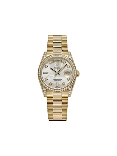 Pre-owned Rolex 2008 Day-date 36mm In White