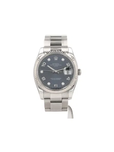 Pre-owned Rolex 2008 Oysterdate 34mm In Blue