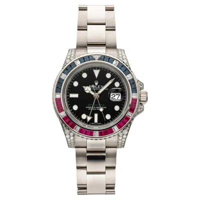 Pre-owned Rolex 2008  Gmt-master Ii 116759saru 18k White Gold Gem-set Bezel Automatic 40mm
