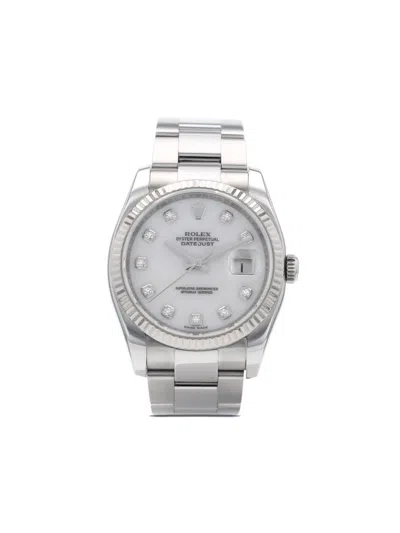 Pre-owned Rolex 2009  Datejust 36mm In White