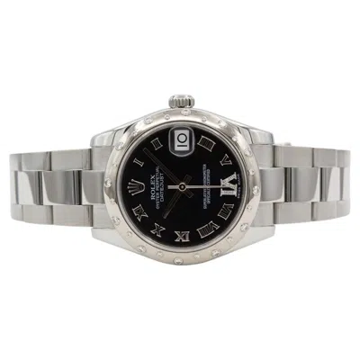 Pre-owned Rolex 2009  Datejust 31 178344 Purple Roman Dial Diamond Bezel Oyster Bracelet Bo