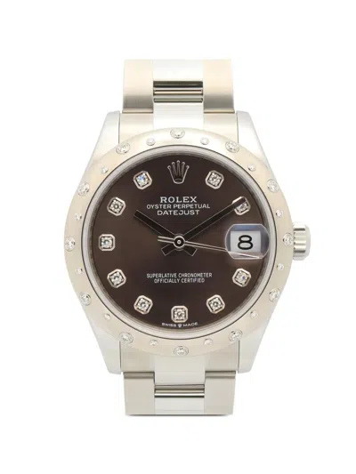 Pre-owned Rolex 2010s Datejust Diamond Bezel 31mm Watch In Brown