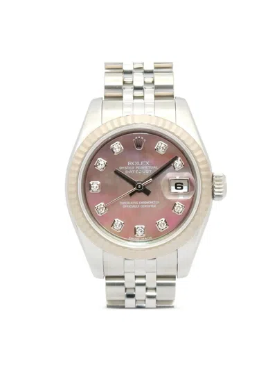 Pre-owned Rolex 2010s Jubilee Datejust 10p Diamond 2.6mm Watch In Pink
