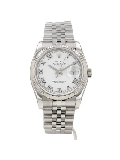 Pre-owned Rolex 2012 Datejust 34mm Watch In White