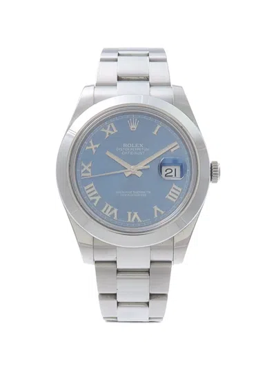 Pre-owned Rolex 2014 Datejust 41mm Watch In Blue