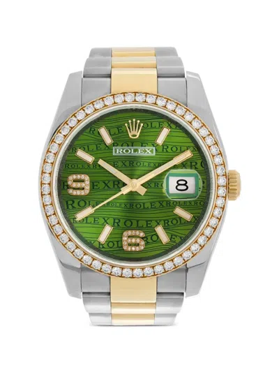 Pre-owned Rolex 2014 Datejust Diamond 36mm In Green