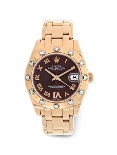 Pre-owned Rolex 2014 Masterpiece Datejust 34mm Watch In Brown
