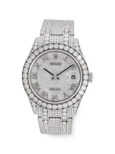 Pre-owned Rolex 2017 Pearlmaster Diamond 39mm Watch In Silver