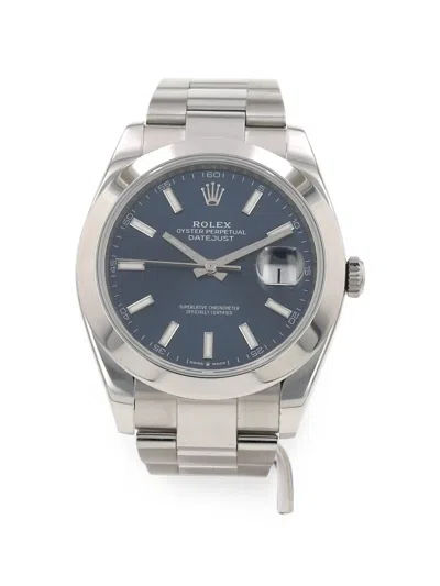 Pre-owned Rolex 2019 Datejust 41mm Watch In Blue