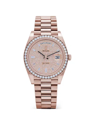 Pre-owned Rolex 2021 Day-date Date Window 40mm Watch In Pink
