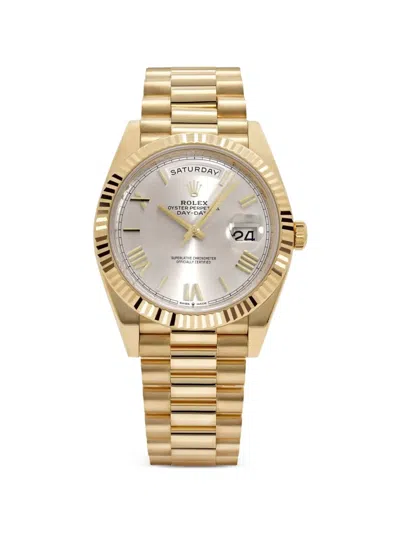Pre-owned Rolex 2021 Day-date Roman Numerals 40mm Watch In Gold
