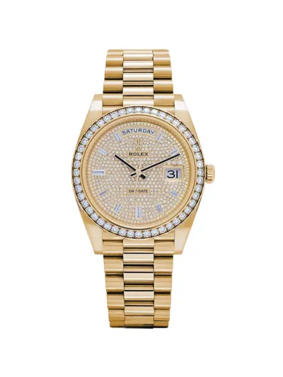 Pre-owned Rolex 2022 Day-date Diamond 40mm Watch In Gold