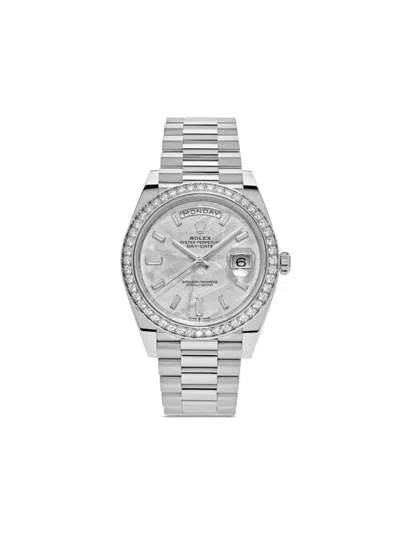 Pre-owned Rolex 2022 Unworn Day-date 40mm In White