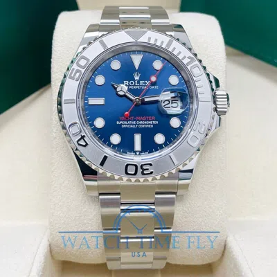 Pre-owned Rolex 2022 Yacht-master 40mm 126622 Steel/platinum Bezel Yacht-master Blue Dial