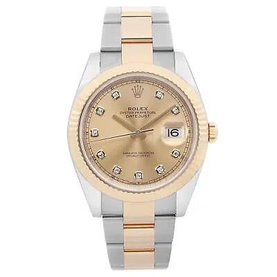 Pre-owned Rolex 2023  Datejust 41 126333 Yellow Gold Steel Champagne Diamond Dial Watch