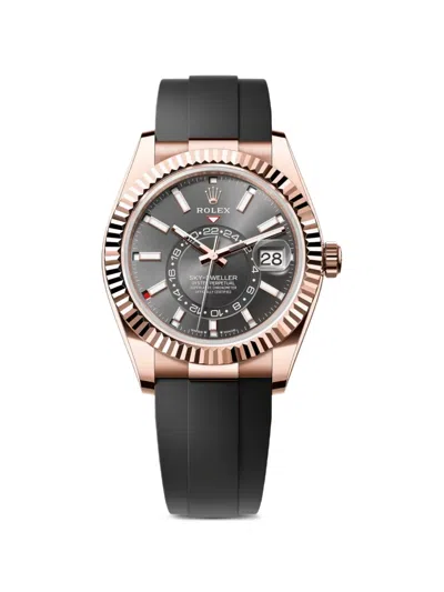 Pre-owned Rolex 2023 Sky-dweller Rose Gold Rhodium Dial 42mm Watch In Gray