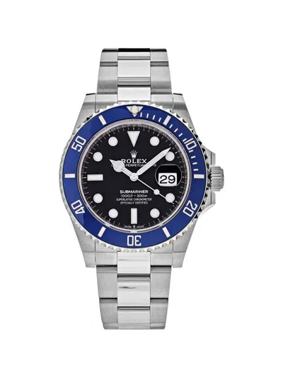 Pre-owned Rolex 2023 Submariner Date Blue Bezel 41mm Watch In Black