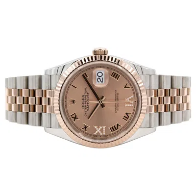Pre-owned Rolex 2024  Datejust 126231 18k Rose Gold & Stainless 36mm Roman Diamond Dial Bnp In Red