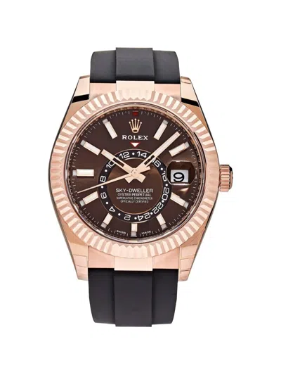 Pre-owned Rolex 2024 Sky-dweller Fluted Bezel 42mm Watch In Black