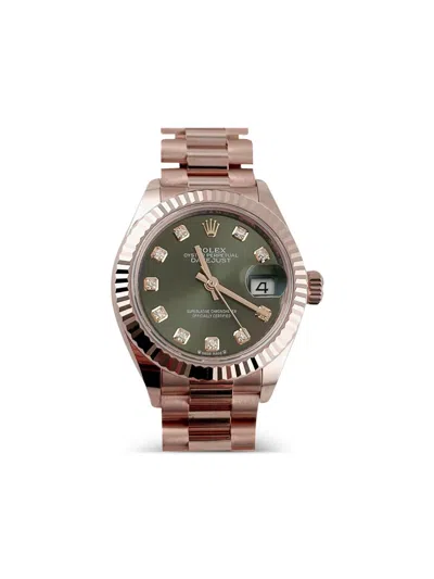 Pre-owned Rolex 2025 Datejust 28mm In Green