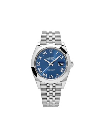 Pre-owned Rolex 2025 Datejust 41mm In Blue