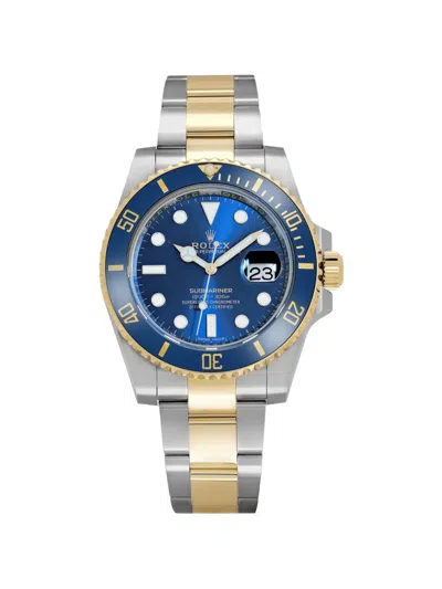 Pre-owned Rolex 2025 Submariner Date Yellow Gold Blue Dial 41mm Watch