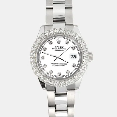Pre-owned Rolex 2.25ct Diamond Bezel White Track Stainless Steel Datejust 178240 Wristwatch 31mm