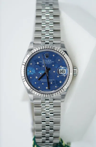 Pre-owned Rolex 278274 Datejust 31 Azzurro Blue Floral Motif Diamond Dial 2023 Tk