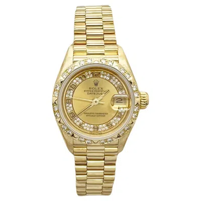 Pre-owned Rolex 69258 Ladies President Diamond Dial Bezel 18k Yellow Gold Box Paper