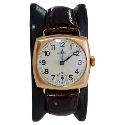 Pre-owned Rolex 9 Carat Gold Cushion Shaped Watch With Original Breguet Dial From 1922 In Multi