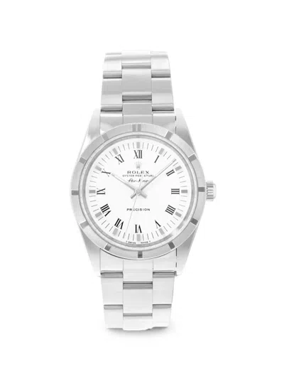 Pre-owned Rolex Air King Round-face 34mm Watch In White