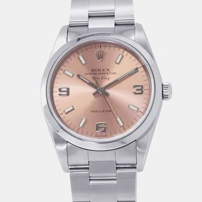 Pre-owned Rolex Air-king 14000m Automatic Pink Dial Stainless Steel Men's Wristwatch 34mm